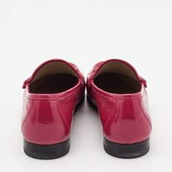 Pre Owned Gucci Pink Patent Leather 1953 Horsebit Loafers Size 37