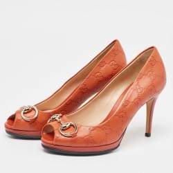 مملوكة مسبقًا Gucci Orange Guccissima Leather New Hollywood Pumps Size 36.5