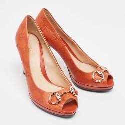 مملوكة مسبقًا Gucci Orange Guccissima Leather New Hollywood Pumps Size 36.5