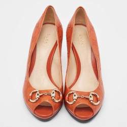 مملوكة مسبقًا Gucci Orange Guccissima Leather New Hollywood Pumps Size 36.5