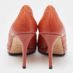 مملوكة مسبقًا Gucci Orange Guccissima Leather New Hollywood Pumps Size 36.5