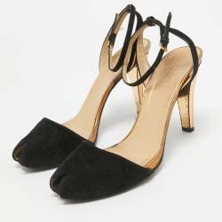 Gucci Black Suede Delphine Sandals Size 37