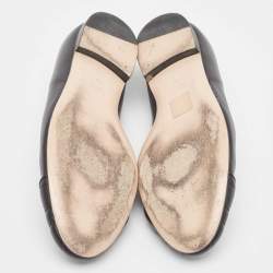 Pre Owned Gucci Black Leather GG Cap Toe Bow Ballet Flats Size 40