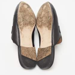 Pre Owned Gucci Black Leather Web Princetown Flat Mules Size 37.5