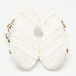 Gucci White/Grey Mesh and Leather Aguru Slingback Sandals Size 39