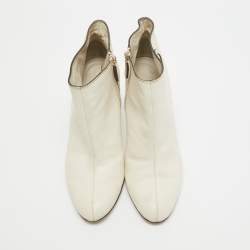 مملوكة مسبقًا Gucci Cream Leather Interlocking GG Booties Size 37