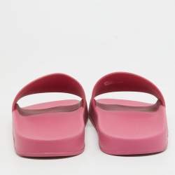 Gucci Pink Rubber Interlocking Logo Slides Size 39   