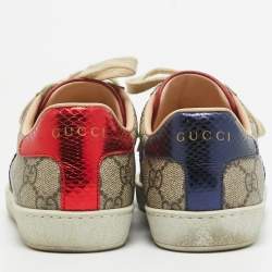 Gucci Beige/Brown GG Supreme Canvas Ace Sneakers Size 34