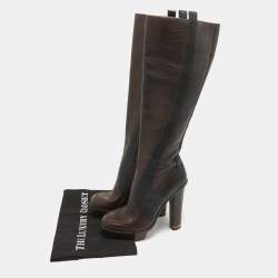 Gucci Brown Leather Platform Knee Length Boots Size 36