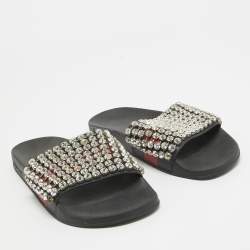 Gucci Multicolor Leather Sylvie Web Accent Flat Slides Size 39