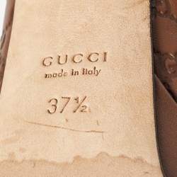 Pre Owned Gucci Brown Microguccissima Leather Peep Toe Platform Pumps Size 37.5