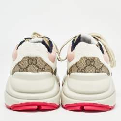 Gucci Multicolor GG Supreme Canvas and Leather Rhyton Sneakers Size 37