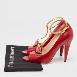 Gucci Red/Gold Leather Molina Pumps Size 38.5