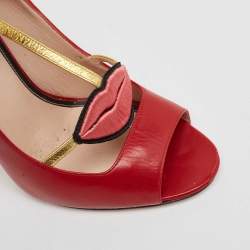 Gucci Red/Gold Leather Molina Pumps Size 38.5