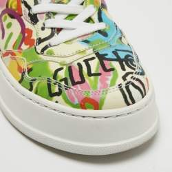 Gucci Multicolor Printed Leather Platform Sneakers Size 36