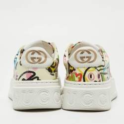 Gucci Multicolor Printed Leather Platform Sneakers Size 36