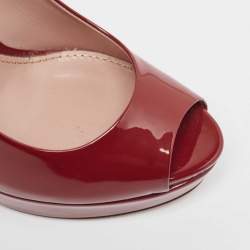 Gucci Red Patent Leather Peep Toe Pumps Size 37