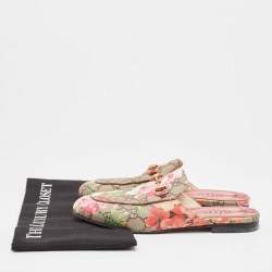 Gucci Multicolor Canvas Flower Print Princetown  Mules Size 36