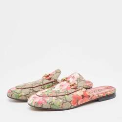 Gucci Multicolor Canvas Flower Print Princetown  Mules Size 36