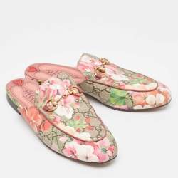 Gucci Multicolor Canvas Flower Print Princetown  Mules Size 36