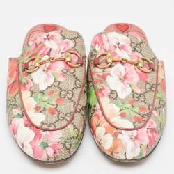 Gucci Multicolor Canvas Flower Print Princetown  Mules Size 36