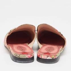 Gucci Multicolor Canvas Flower Print Princetown  Mules Size 36