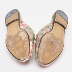 Gucci Multicolor Canvas Flower Print Princetown  Mules Size 36