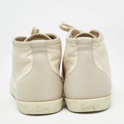 Gucci Two Tone GG Canvas and Leather High Top Sneakers Size 38