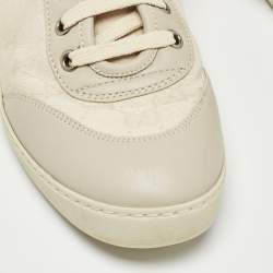 Gucci Two Tone GG Canvas and Leather High Top Sneakers Size 38