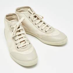 Gucci Two Tone GG Canvas and Leather High Top Sneakers Size 38