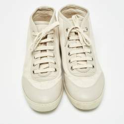 Gucci Two Tone GG Canvas and Leather High Top Sneakers Size 38