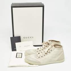 Gucci Two Tone GG Canvas and Leather High Top Sneakers Size 38