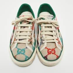 Gucci Multicolor Embroidered GG Canvas Tennis 1977 Sneakers Size 35.5