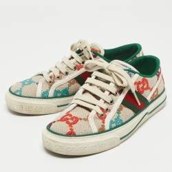 Gucci Multicolor Embroidered GG Canvas Tennis 1977 Sneakers Size 35.5