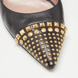 Gucci Black Leather Studded Coline Pumps Size 40.5