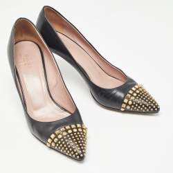 Gucci Black Leather Studded Coline Pumps Size 40.5