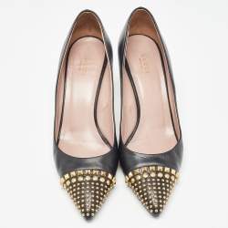 Gucci Black Leather Studded Coline Pumps Size 40.5