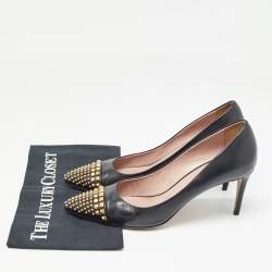 Gucci Black Leather Studded Coline Pumps Size 40.5