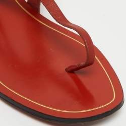 Pre Owned Gucci  Red Leather Thong Sligback Sandals Size 37.5