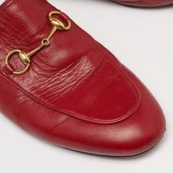Gucci Red Leather Princetown Horsebit Flat Mules Size 39