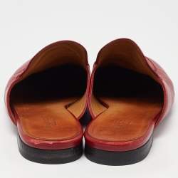 Gucci Red Leather Princetown Horsebit Flat Mules Size 39