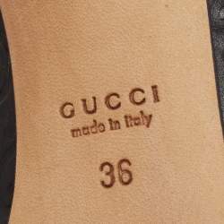 Pre Owned Gucci Black Guccissima Leather Horsebit Peep Toe Pumps Size 36
