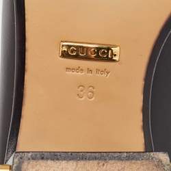 Pre Owned Gucci  Black Leather Double GG Slip On Loafers Size 36    