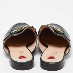 مملوكة مسبقًا Gucci Black Leather Princetown Horsebit Flat Mules Size 40.5