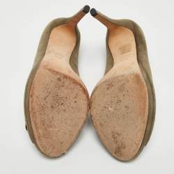 Gucci Olive Green Suede New Hollywood Pumps Size 37.5