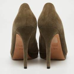Gucci Olive Green Suede New Hollywood Pumps Size 37.5