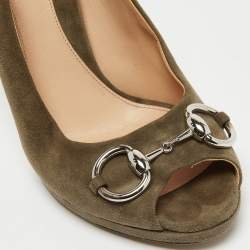 Gucci Olive Green Suede New Hollywood Pumps Size 37.5