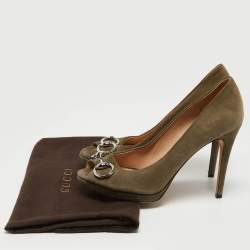 Gucci Olive Green Suede New Hollywood Pumps Size 37.5
