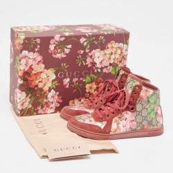 Gucci Multicolor GG Floral Canvas And Suede Leather High Top Sneakers Size 35.5