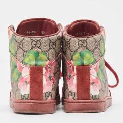 Gucci Multicolor GG Floral Canvas And Suede Leather High Top Sneakers Size 35.5